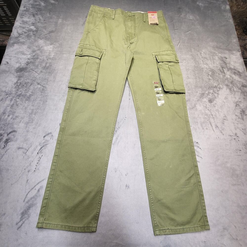 Levis Ace Cargo Pants Mens 29x32 Green 100% Cotton Relaxed Tapered Leg Casual